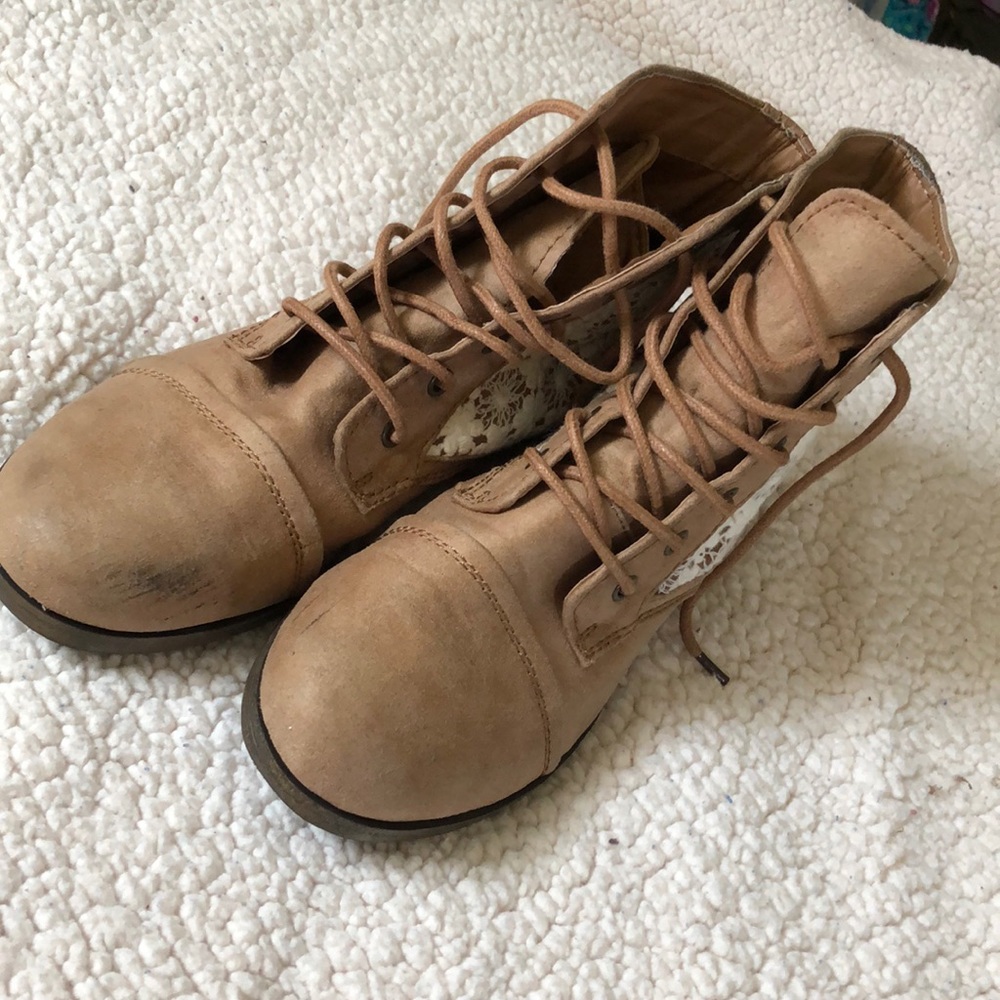 Brown combat boots